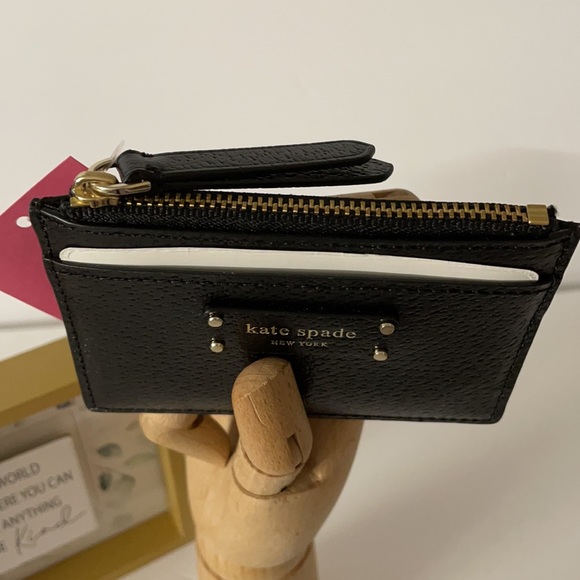 kate spade Accessories Kate Spade New York Black Leather Zip Card Holder Case New Authentic
